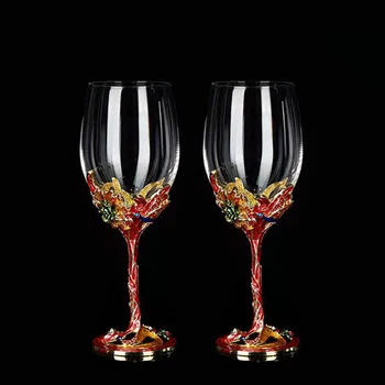 Ustvarjalne Emajl Kristalno Ognjeni Kozarci Stekleni Pokali za Kozarec Vina Nastavite Wineglass Šampanjec Cup Letnik Luksuzni Viski Bar  10