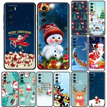 Vesel Božič P30Lite Darilo Primeru Za Huawei P30 P40 10 Lite P20 P50 Pro PSmart Z 2019 Mehko Funda Primeru Zajema Santa Claus Snežaka  5