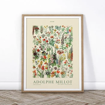 Vintage Adolpha Millot Enciklopedija Plakati Botanični Cvetje Wall Art Platno Slikarstvo Retro Rastlin Darilo Sliko Kuhinja Dekor  5