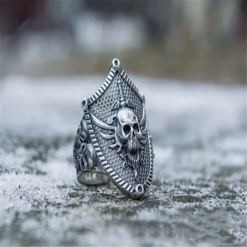 Vintage kreativen obroč lobanje vitez srebrne barve gothic moški prstan vitez punk stil stranka moške obroč, nakit, darilo  10