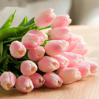 Visoka Kakovost 1pcs Belo Roza PU Mini Tulipani Umetno Cvetje Pravi Dotik Stranka Darila Tulipanov Za Dom Poroka Dekoracija, Cvetje  10
