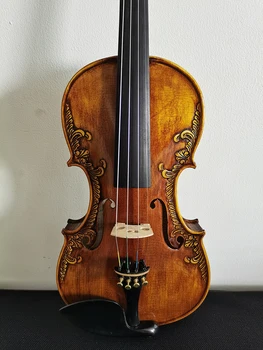 Visoko kakovostni Ročno izrezljane violino 4/4 3/4 masivnega lesa ves svet Rjava violino strokovno ročno poslikano violino Z lokom Dodatki  10