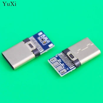 YuXi 10pcs DIY OTG USB-3.1 Varjenje Moški jack Vtič USB 3.1 Tip C Priključek s PCB Board Svečke Podatkov Line Terminali za Android  10