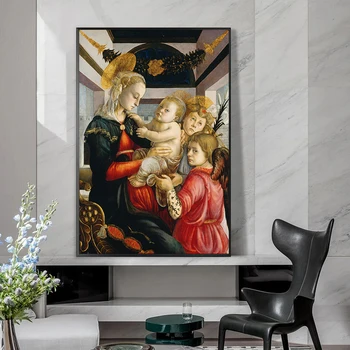 Znane Slike izhajajo Devica in Otrok S Sandro Botticelli Platno Slikarstvo Plakatov in Fotografij Wall Art Slike za dnevno Sobo  4