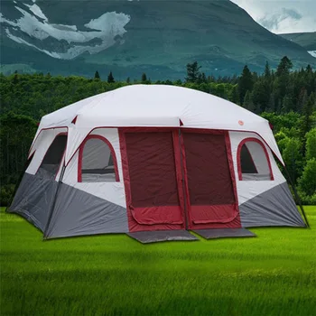 Zunanji luksuzni šotori 6-12 ljudi povečanje višine in rainstorm-dokazilo dvoslojno morali zgraditi kamp šotori  10