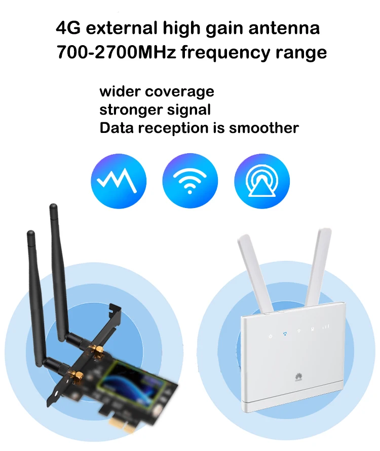 2pcs 4G Zunanje Visok Dobiček Antena 10dbi GSM 2G 3G DTU NB-is Omrežja Ojačevalnik 700-2700MHz Wifi Usmerjevalnik Modem Signal Booster