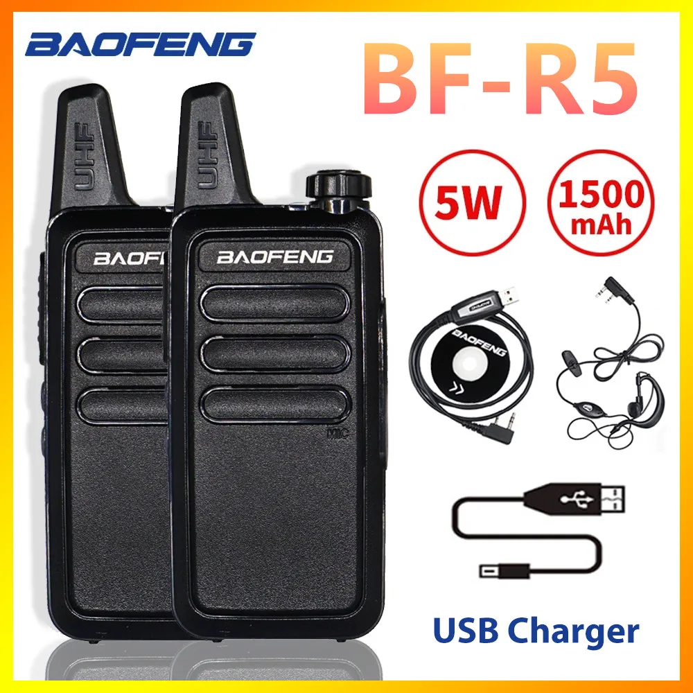 2pcs Baofeng BF-R5 Mini Walkie Talkie USB Hitro Polnilnik BF-C9 Ham CB Radio Prenosni Radio, Nastavite BFR5 walkie-talkie Dva Načina Radio