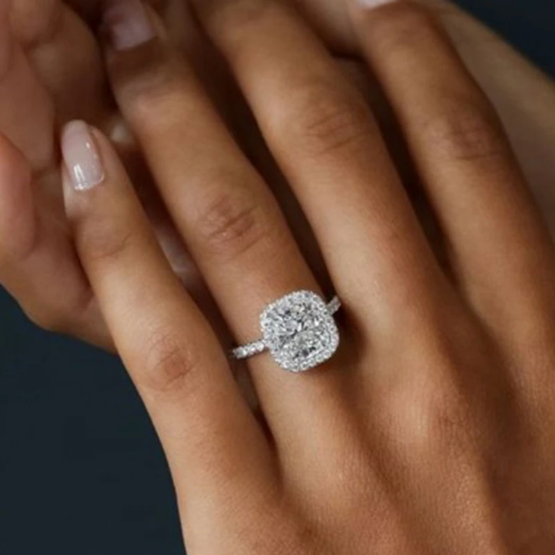 Nova Trendovska Kristalno Posla Kremplji Design Vroče Prodaje Obroči Za Ženske AAA Bela Cirkon Kubičnih eleganten Ženski prstani Poročni Nakit